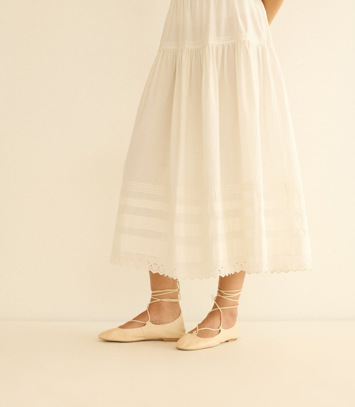 Alora Tie Flat -- Nude Nappa