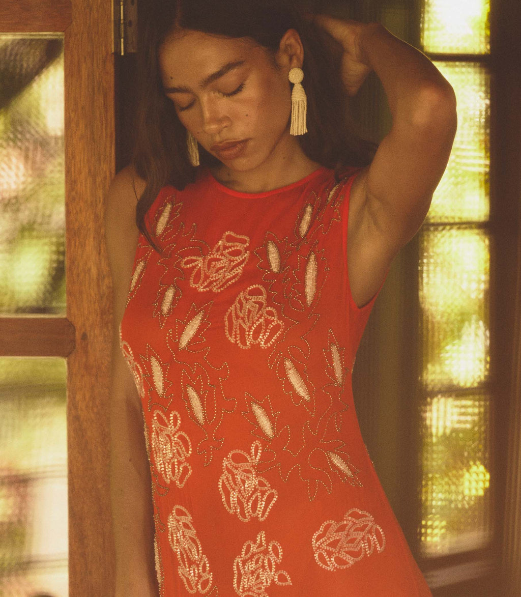 Chandra Dress -- Orange Citrine