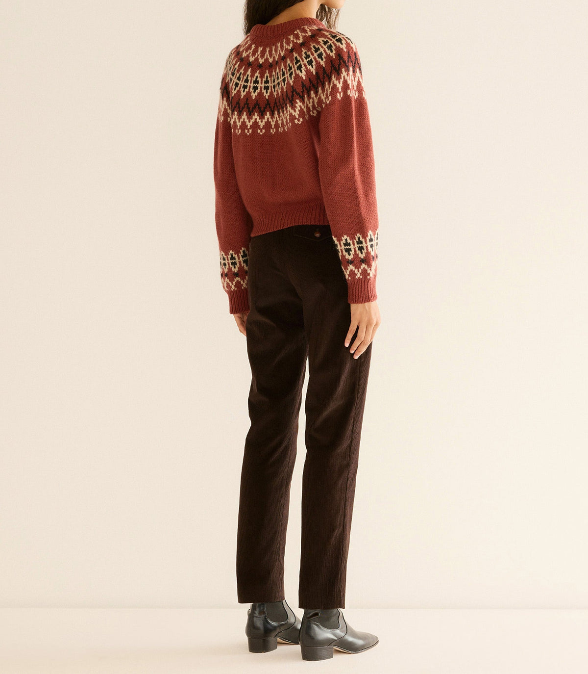 Clarke Cardigan -- Burgundy Olympia Fair Isle