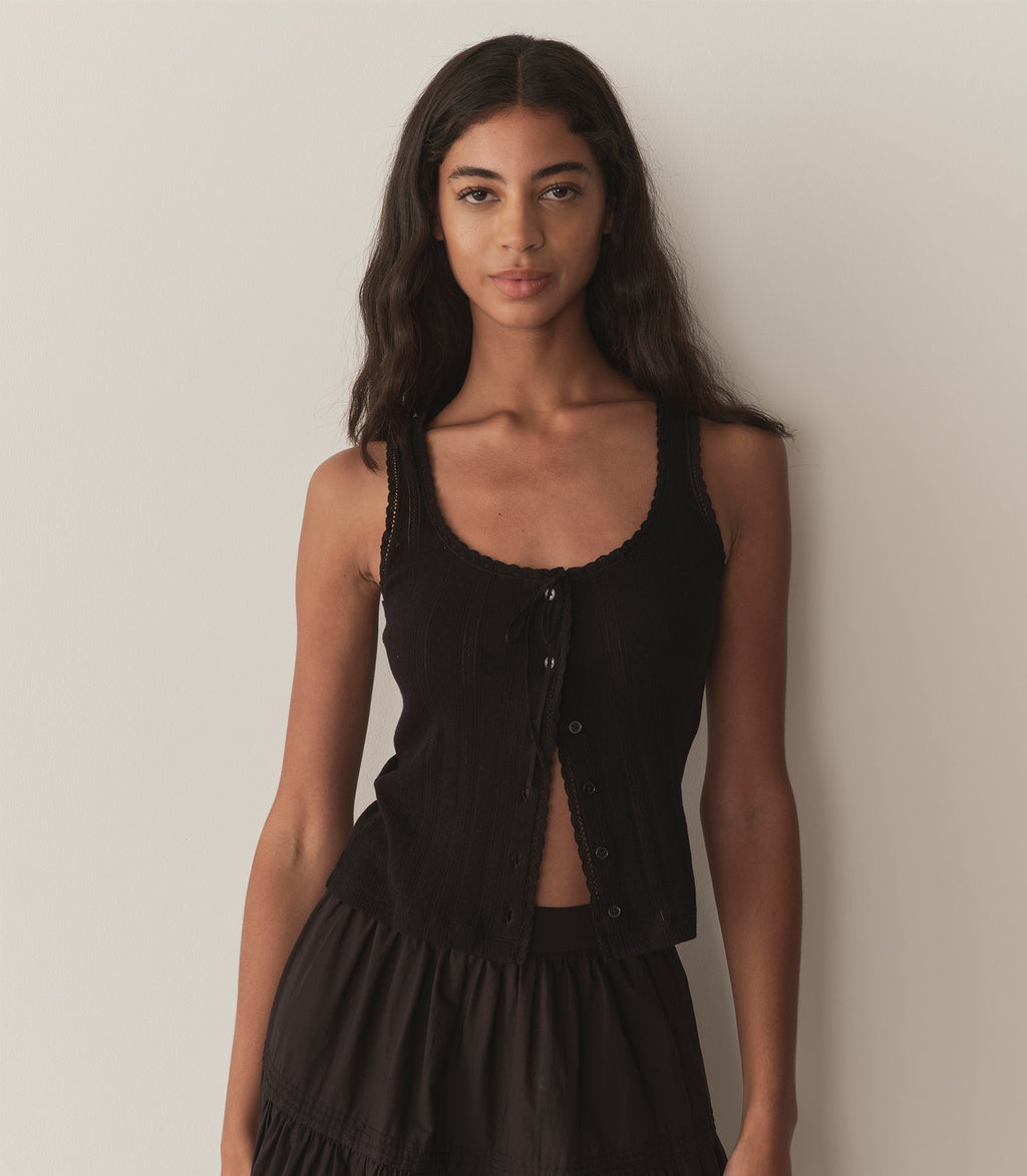 Lois Tank -- Black Quelle Jolie Pointelle