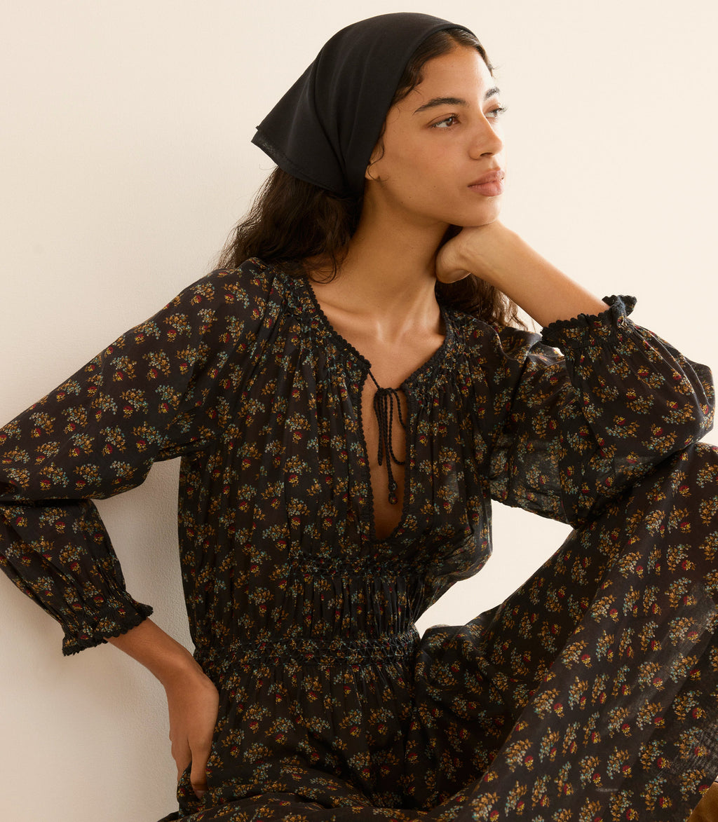 Delfina Dress -- Delphinium Floral