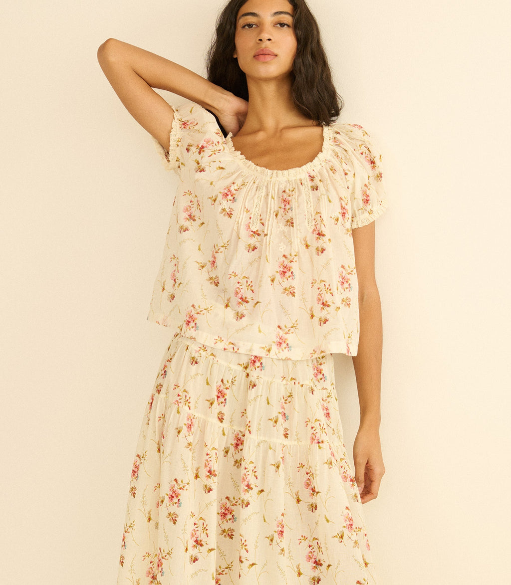 Frederica Top -- Blanc Prairie Rose