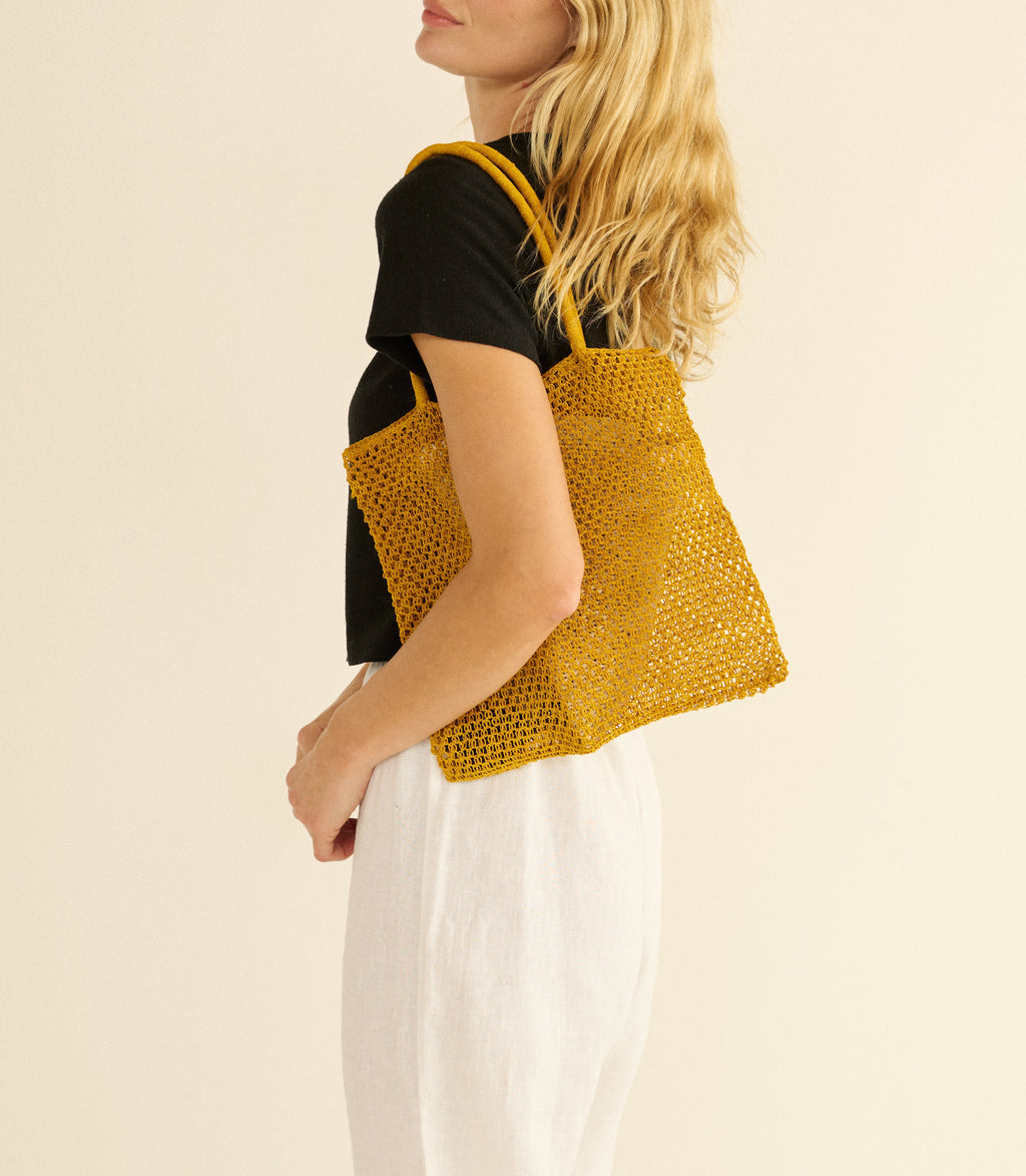 Grande Marion Tote -- Mustard Chambira