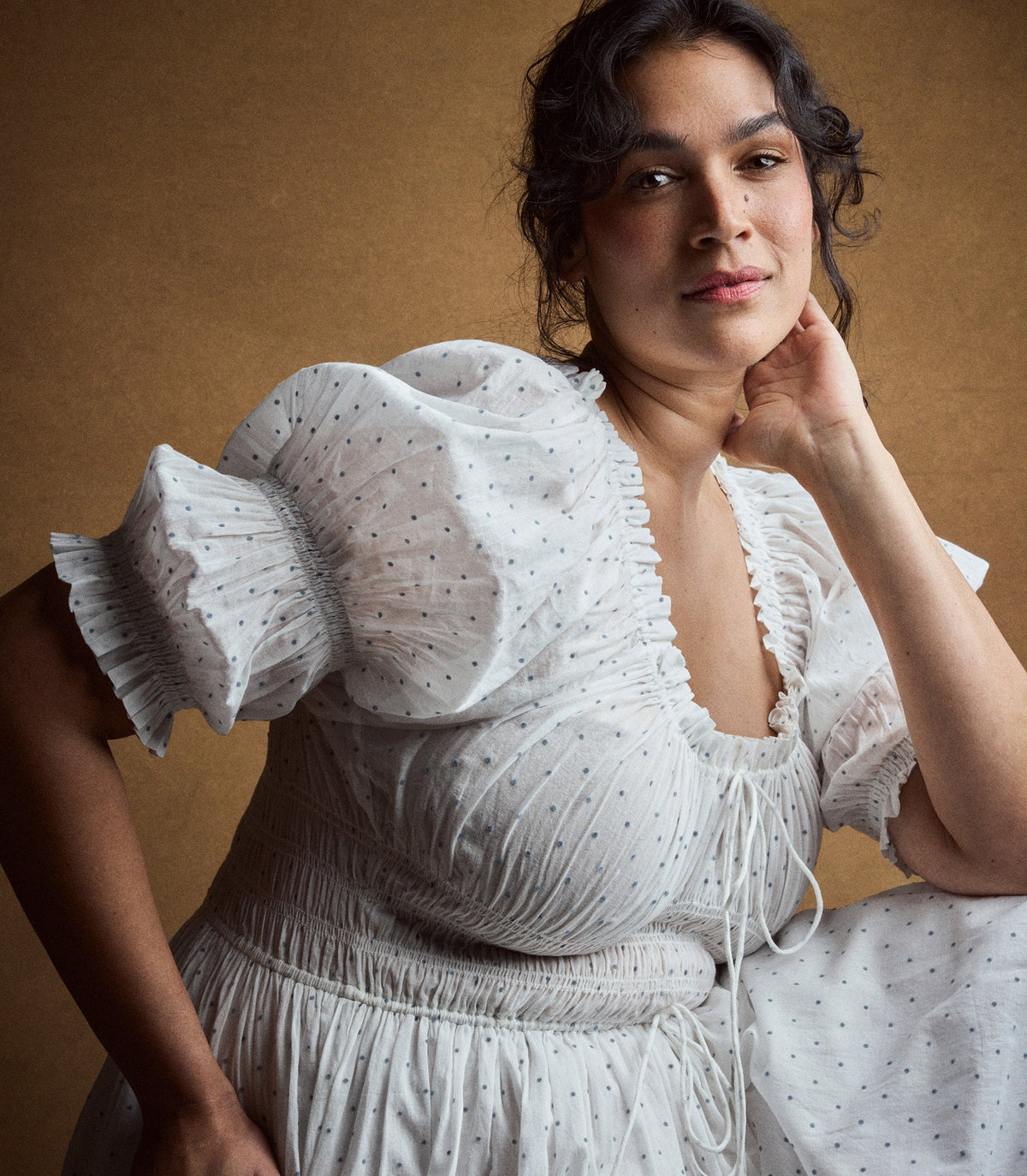 Ischia Dress -- Salt Flock Dot