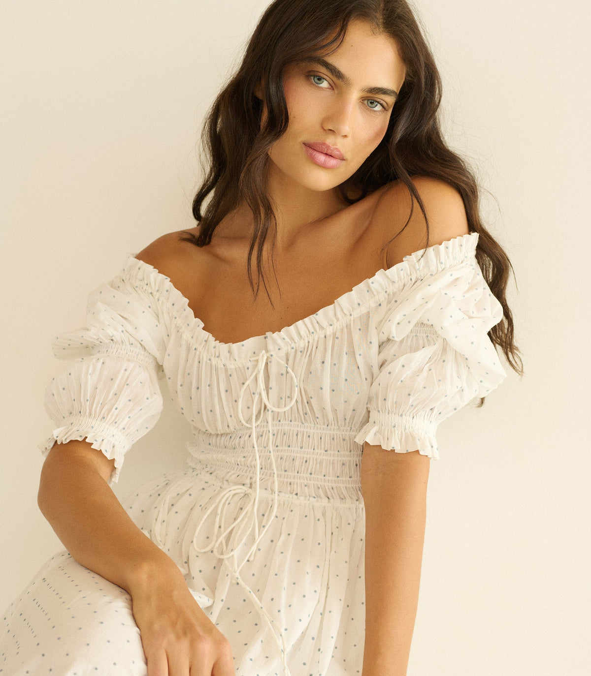 Ischia Dress -- Salt Flock Dot