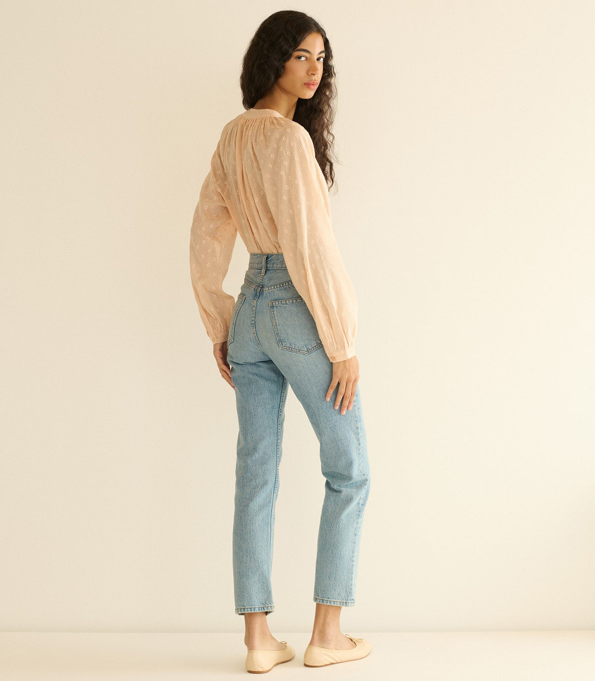Julienne Top -- Peach Sorbet Marseille Embroidery