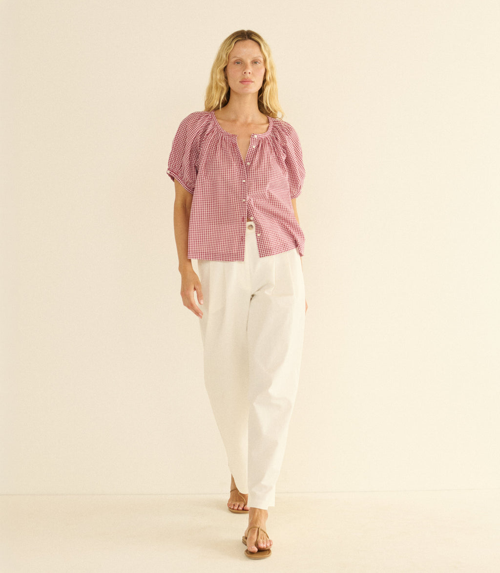 June Top -- Mulberry La Maddalena Gingham