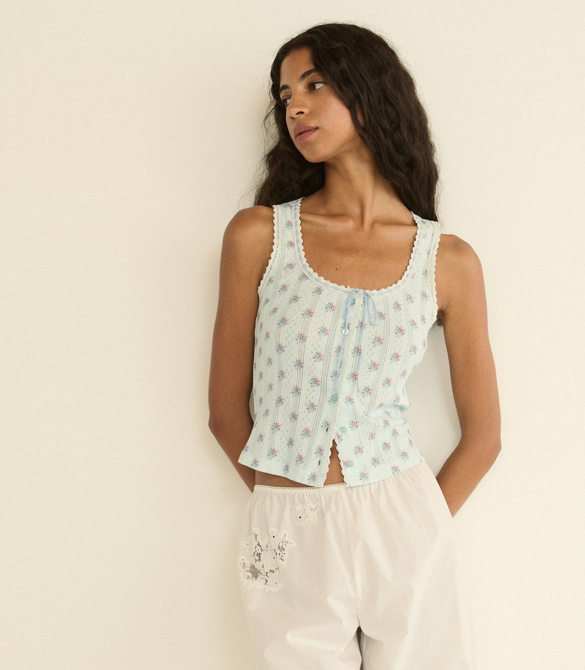 Lois Tank -- Sky Petit Posy Calico