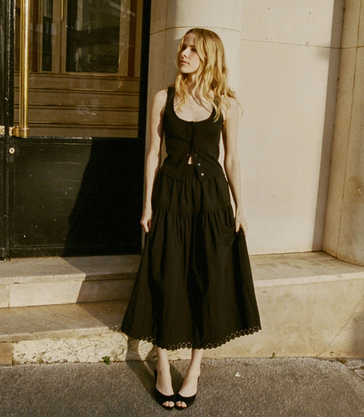 Lois Tank -- Black Quelle Jolie Pointelle