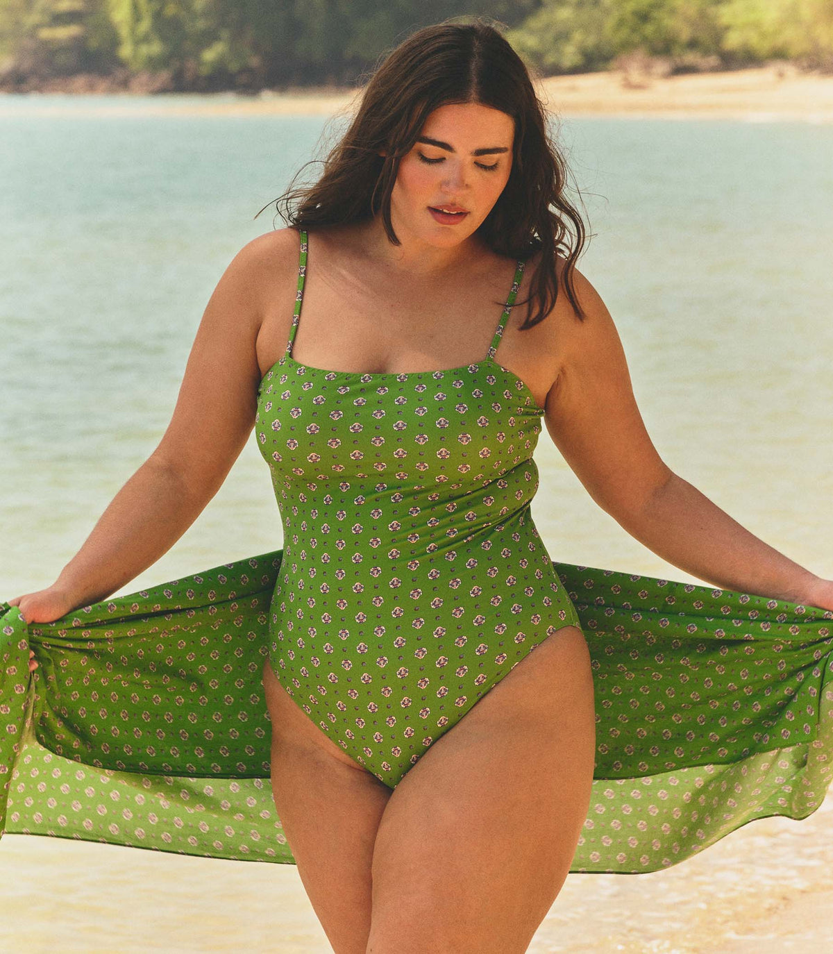 Marbella Maillot -- Vert Cadiz Foulard