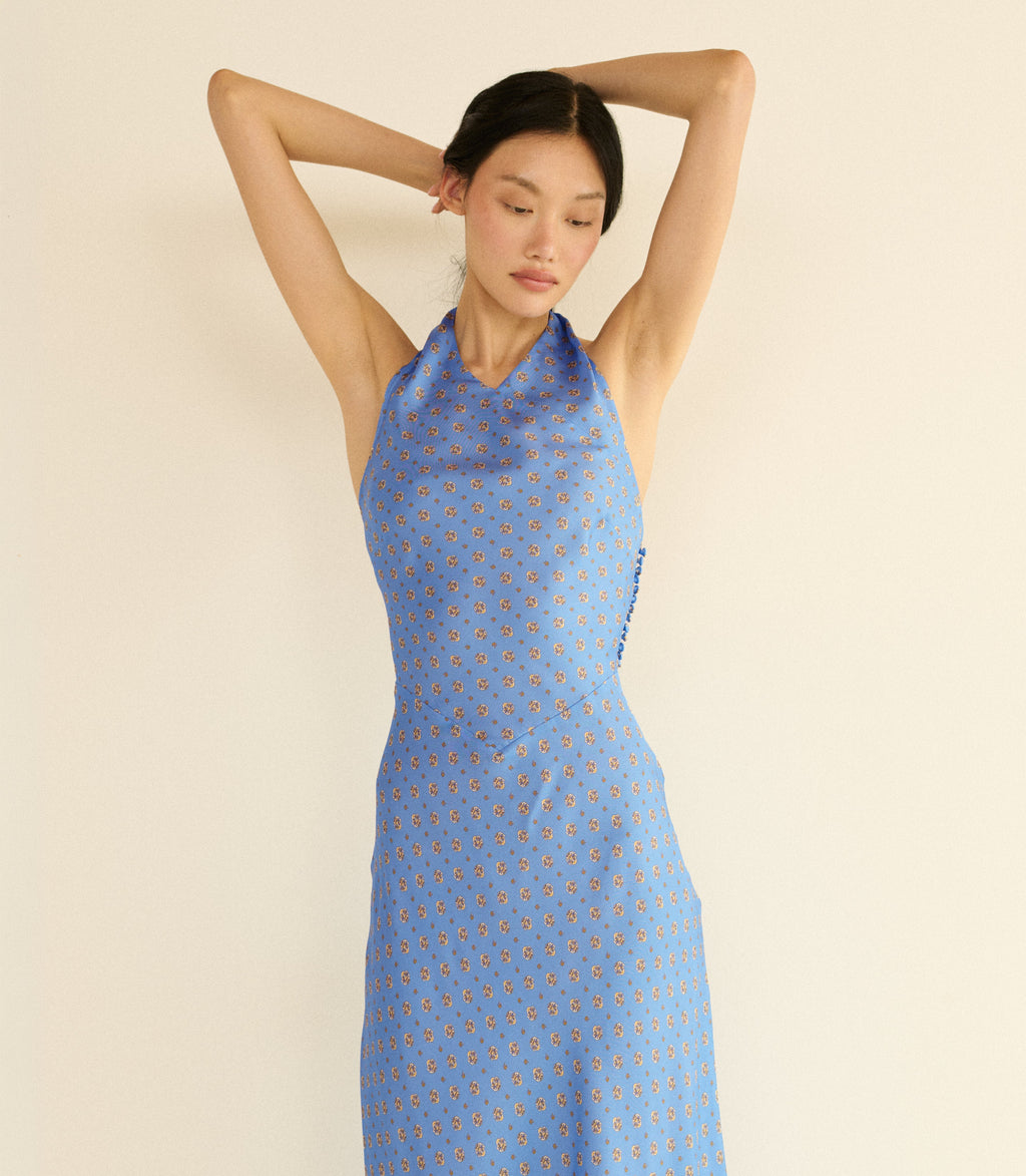Noemie Dress -- Periwinkle Cadiz Foulard