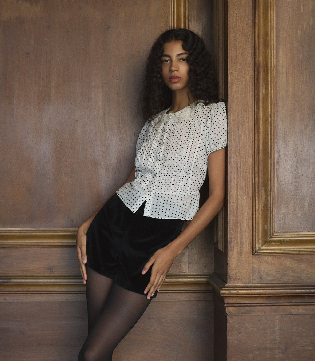 Oleta Top -- Sea Salt Dot