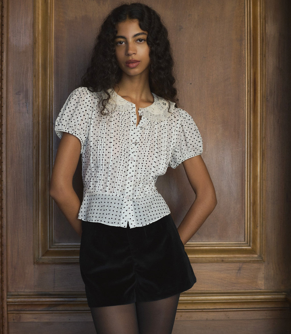 Oleta Top -- Sea Salt Dot