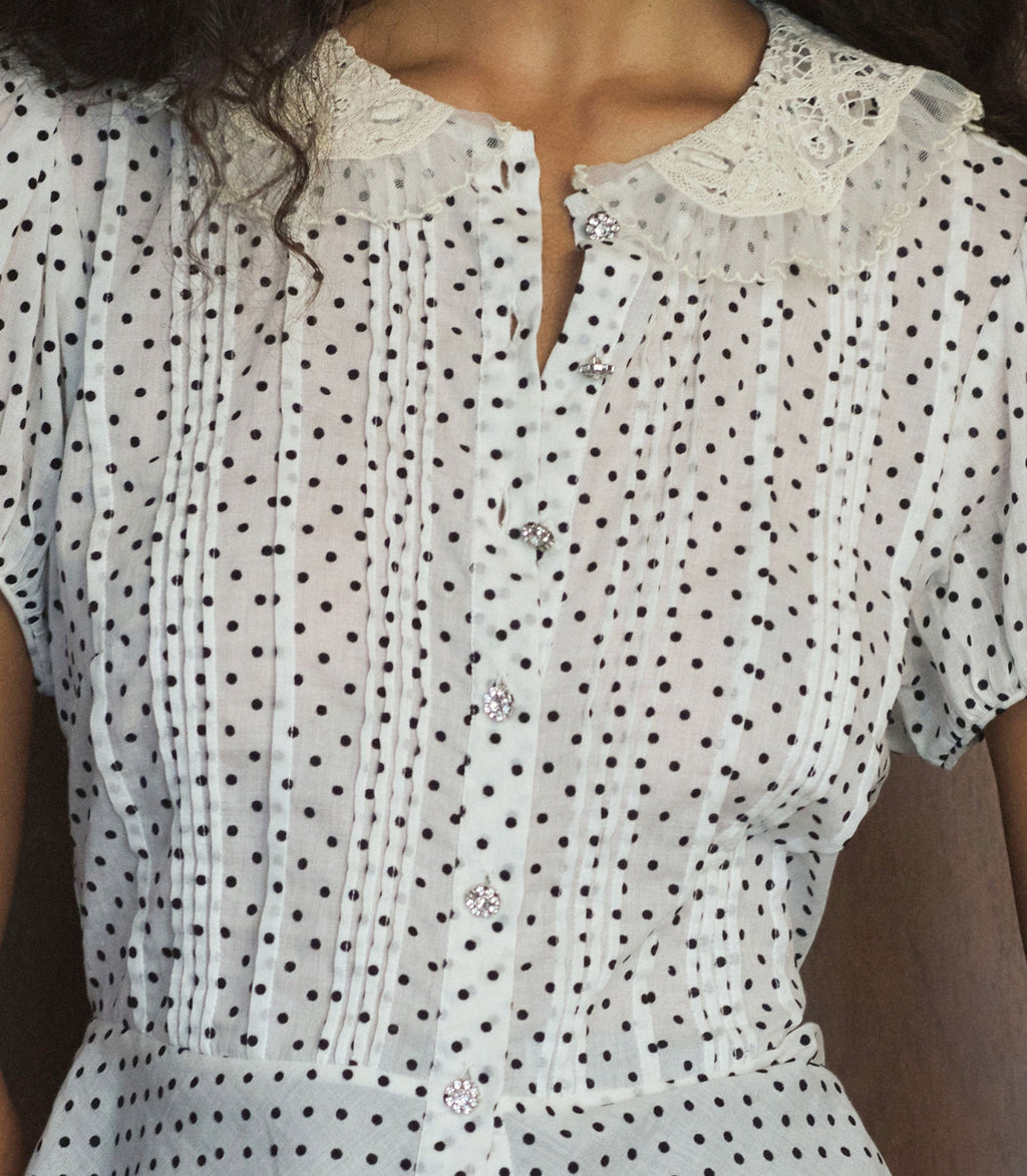 Oleta Top -- Sea Salt Dot