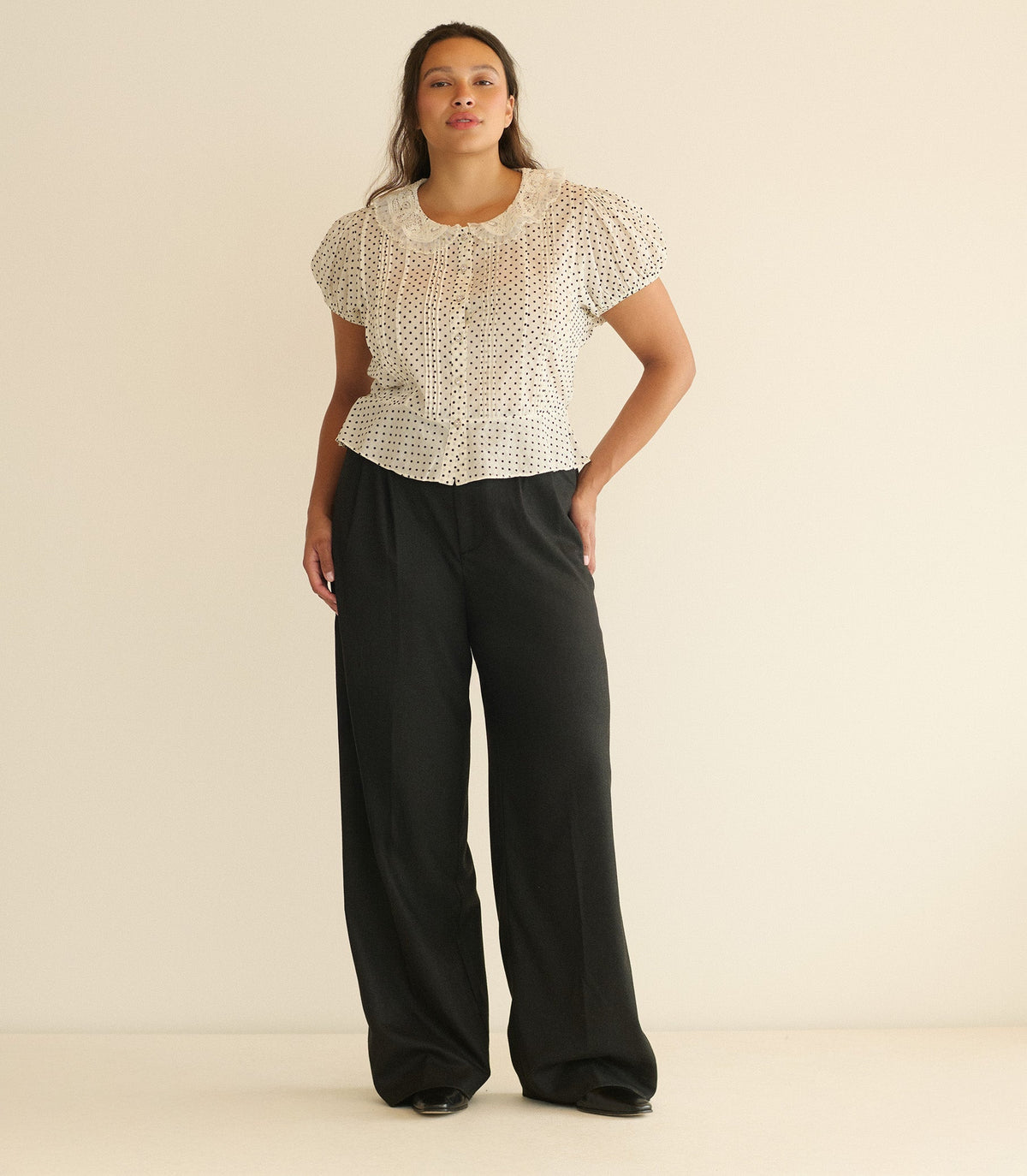 Oleta Top -- Sea Salt Dot