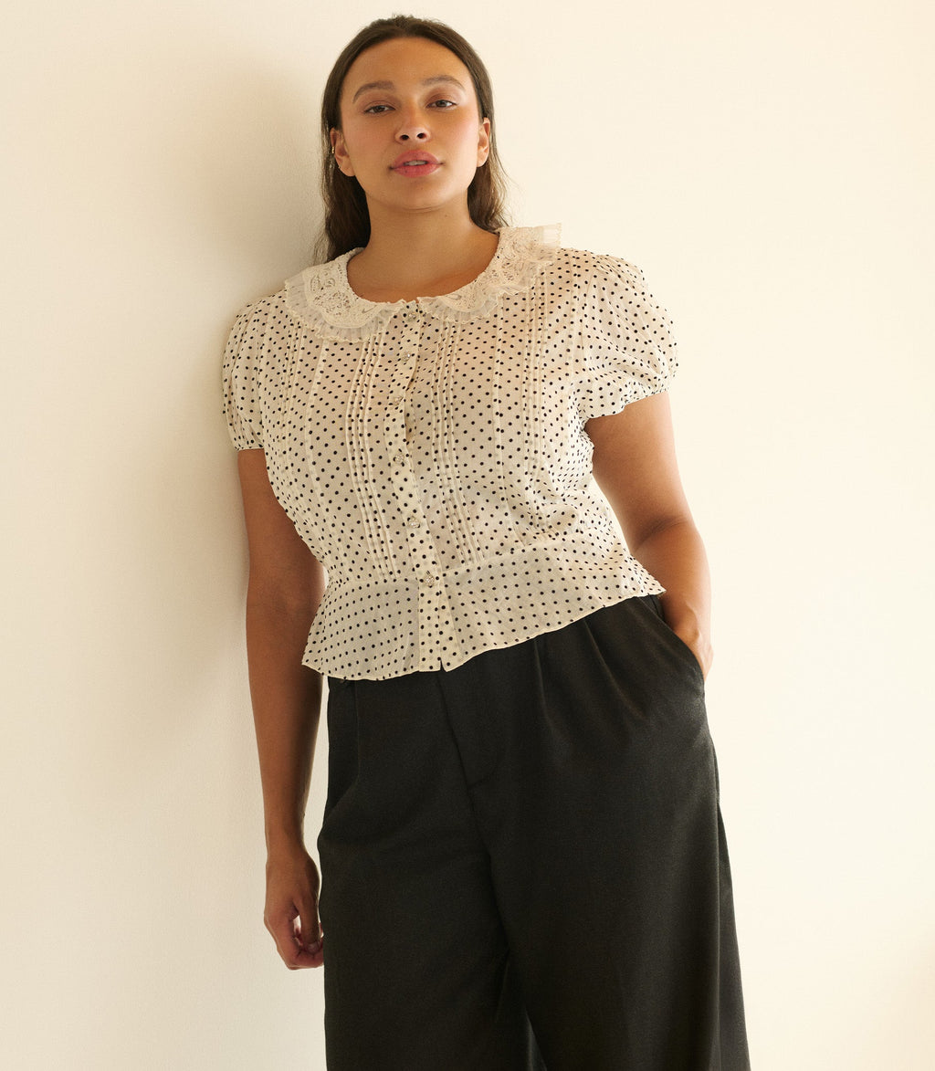 Oleta Top -- Sea Salt Dot