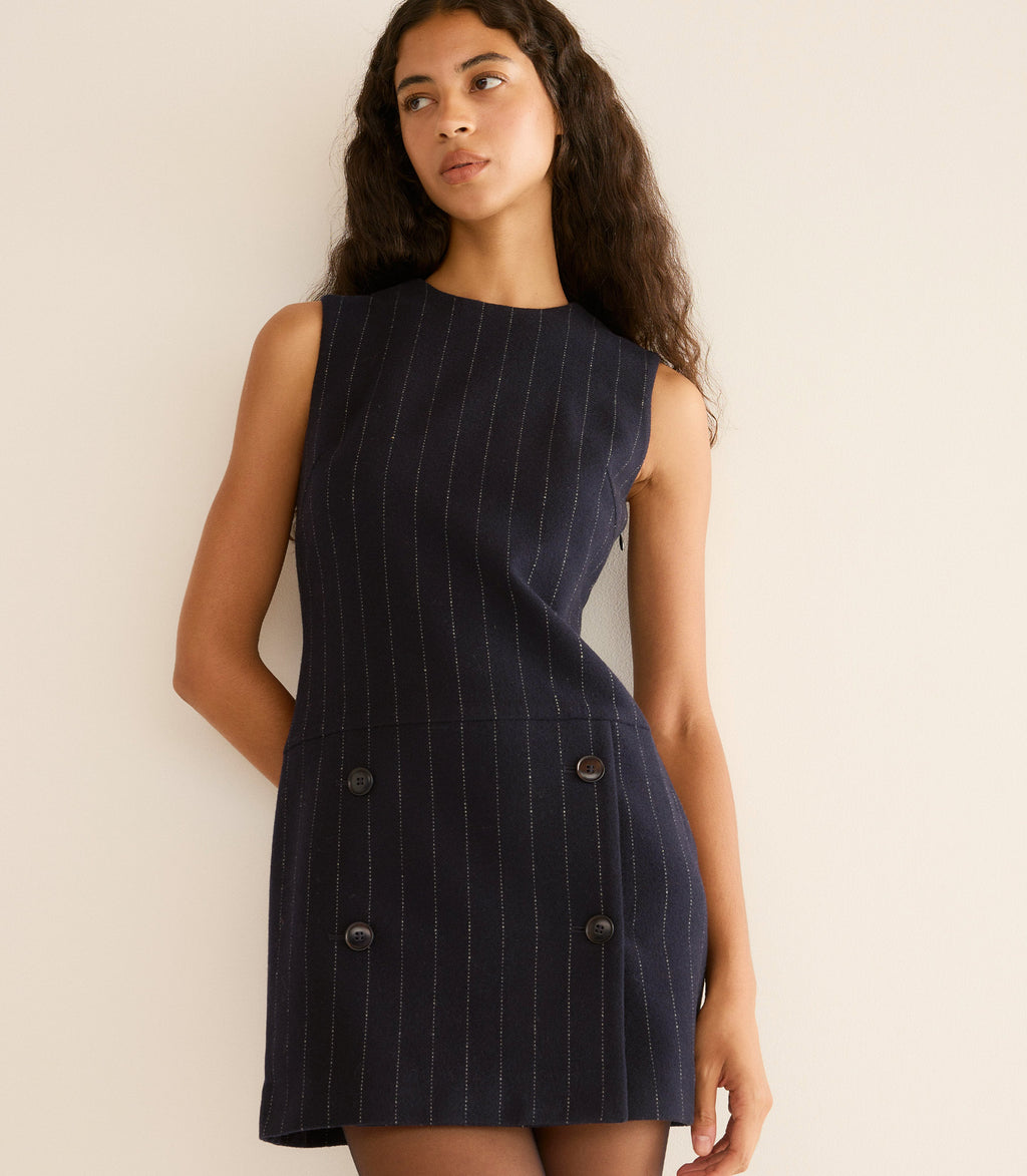 Polly Dress -- Marianne Pinstripe