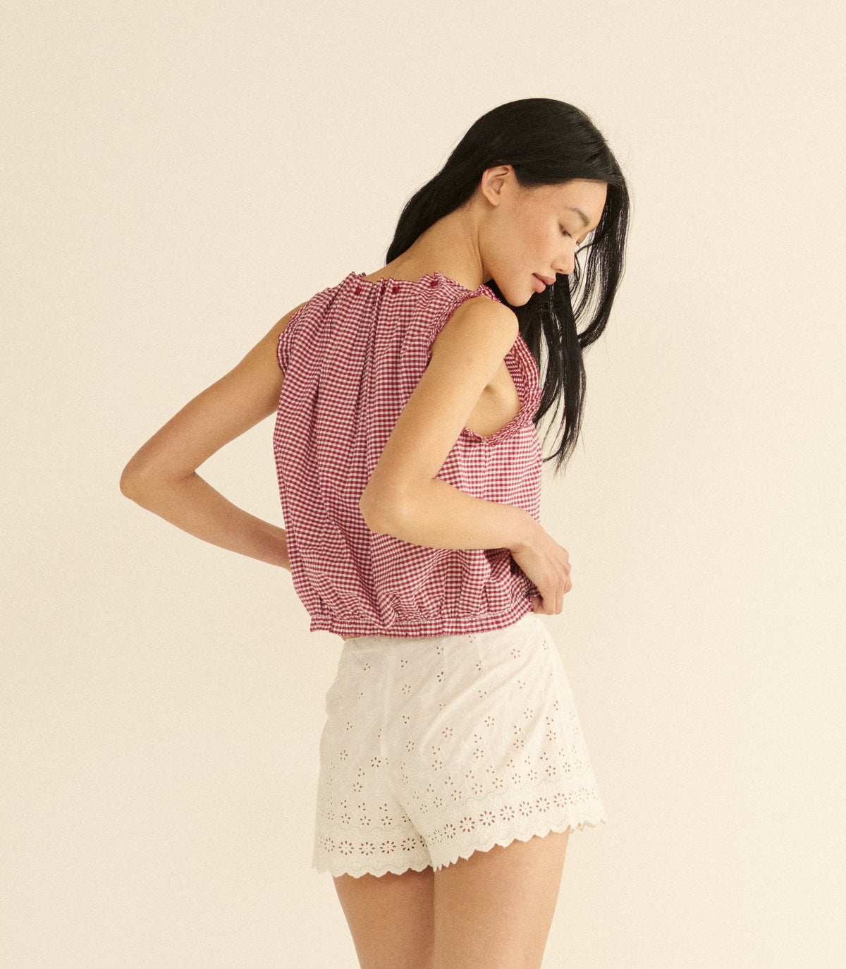 Traveler Top -- Mulberry La Maddalena Gingham