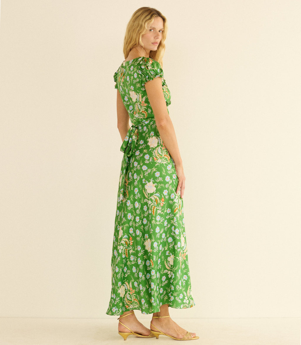 Valerine Dress -- Emerald Hollyhock Hills