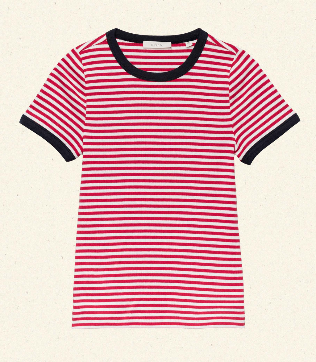 Vivi Tee -- Rouge Nantucket Stripe