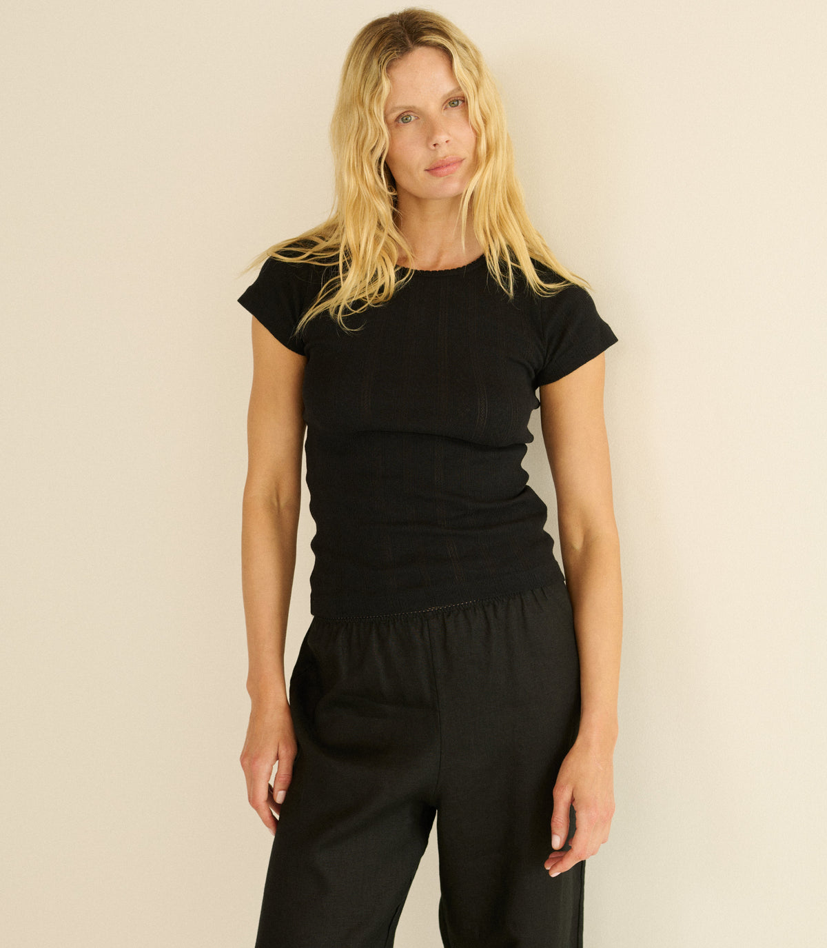Vivi Tee -- Black Quelle Jolie Pointelle